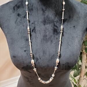 Women's Silver Tube Beaded Fashion Jewelry Necklace